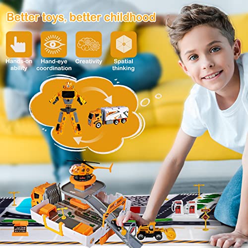 Construction Trucks Toys for 3 4 5 6 7 8 Year Old Boys, Transform