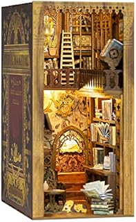 CUTEBEE DIY Book Nook Kit, DIY Dollhouse Booknook Bookshelf Insert Decor Alley, Bookends Model Build-Creativity Kit with LED Light (Eternal Bookstore)