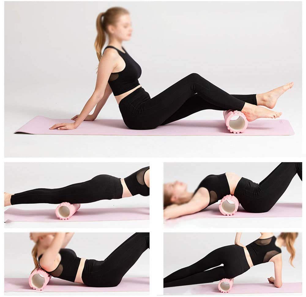 2PCS Colonna Yoga Block Attrezzature per Il Fitness Pilates Foam Roller Fitness Gym Esercizi Rullo per Massaggi muscolari Yoga Brick Sport Gym (Blu + Rosa)