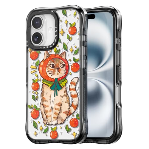 Rosarnnah for iPhone 16 Case Aesthetic Black, Kitty Cat