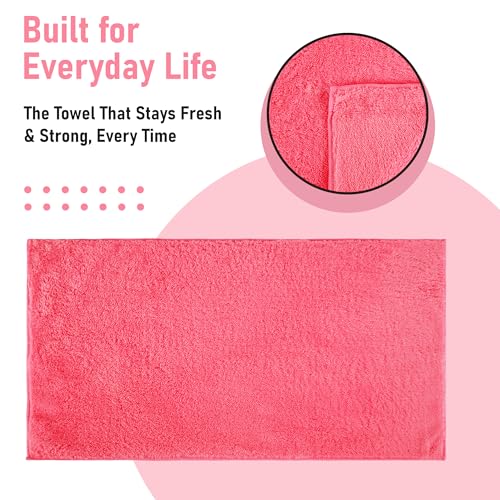 Image of Kuber Industries 3 Pcs 30x60 cm Microfiber Cleaning Cloth for Mirror, Window, Car and Bike | 350 GSM Dusting Cloth for Home | Absorbent Bathroom & Kitchen Cleaning Towel | Pink
