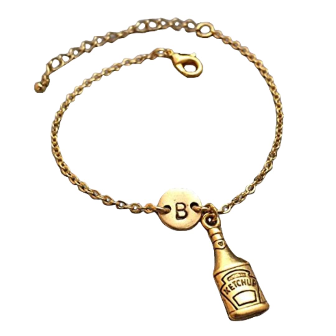 Ketchup charm bracelet, ketchup charm, adjustable bracelet