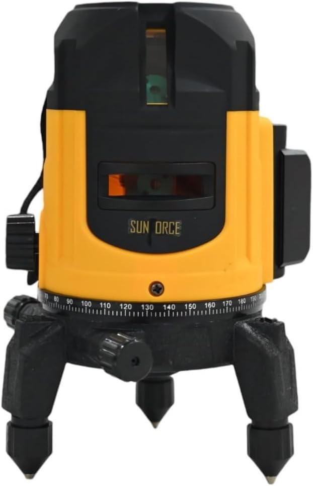 SUN FORCE Compact 3 Green Line Laser Level - 98ft Green Cross Self-Levelling Laser Line for Construction with 360° Vertical/Horizontal Magnetic Base, Adjustable Brightness