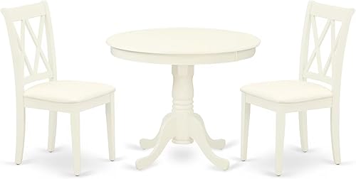 Miniatura 16 de East West Furniture ANCL5-MAH-W - Juego de mesa de comedor de 5 piezas para 4 personas, incluye una mesa de cocina redonda con pedestal y 4 sillas