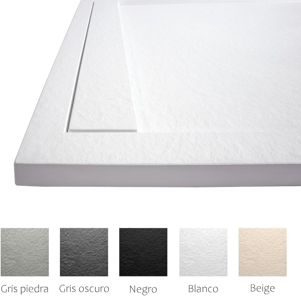 Plato Ducha 70x160CM Antideslizante Antibacteriano Blanco | Resina Resistente a Agentes Químicos · Incluye Rejilla Desagüe Ducha · Válvula Sifón