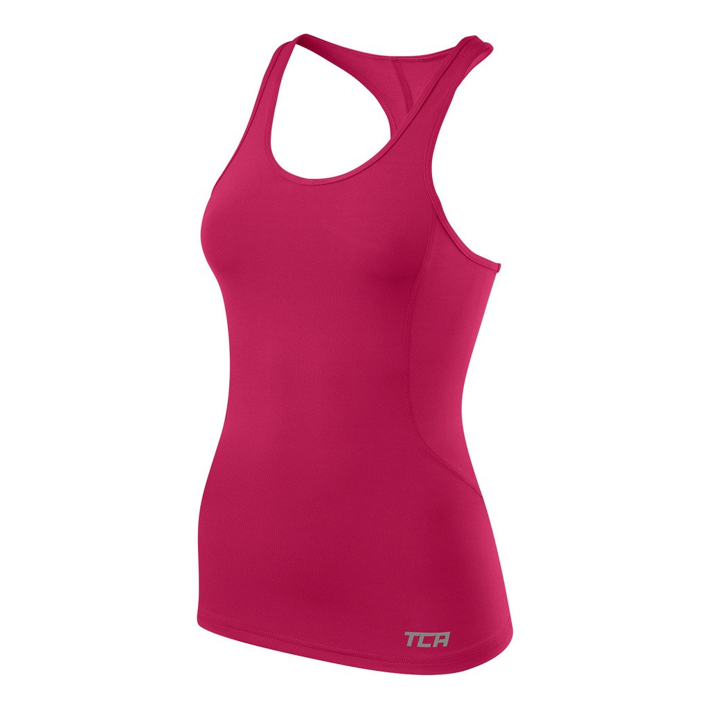 Tca Women's Red Pro Performance Base Layer Running Training Vest Tank Top - Cabaret M