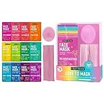 Freeman Facial Love To Mask Variety Pack: Oil Absorbing Clay, Detoxifying Charcoal, Clearing Peel Off, Hydrating Gel Cream, Exfoliating Scrub (14 Piece Kit with Bonus Buffer and Headband)