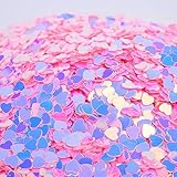 3000pcs Heart Shaped PVC 4mm Glitter Confetti for Valentine's Day, Anniversary, Birthday, Wedding, Bridal Shower & Baby Shower Parties Decorations (Pink)