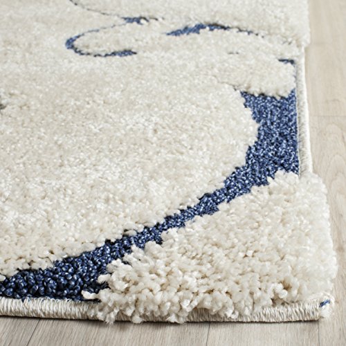 image for SAFAVIEH Florida Shag Collection Area Rug - 8' Square, Cream & Blue, S