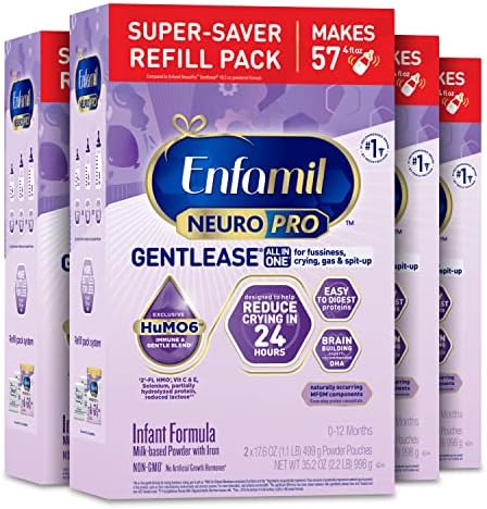 Enfamil NeuroPro Gentlease Infant Formula - Brain Building Nutrition, Clinically Proven to Reduce Fussiness, Gas, Crying in 24 Hours, 35.2 oz, Powder Refill Box (Pack of 4)