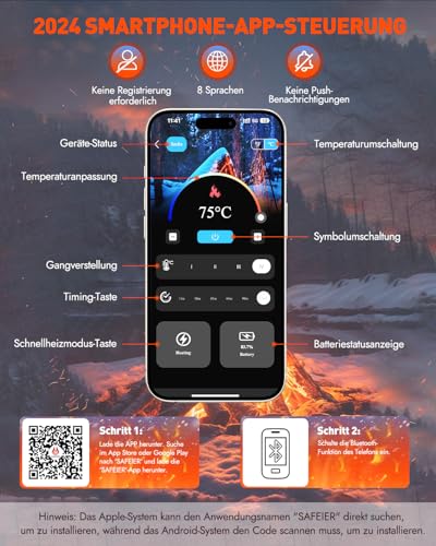 Beheizbare Socken, Beheizte Socken Damen Herren, die Lösung für kalte Zehen im Jahr 2024-5v 6000 mAh Wiederaufladbare Heizsocken für Skifahren, Outdoor, Camping, Wandern (APP) – Bild 3