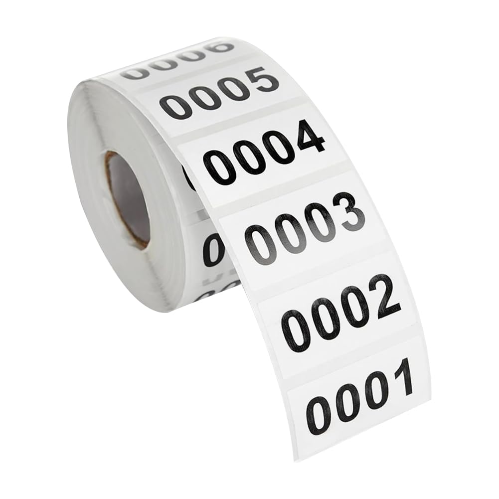 1000 Pcs 1-1000 Consecutive Rectangle Number Labels Self Adhesive Inventory Number Stickers Numbered Sticker Labels Warehouse Sticky Label Numbers Office Numbering Stickers for Storage Classification
