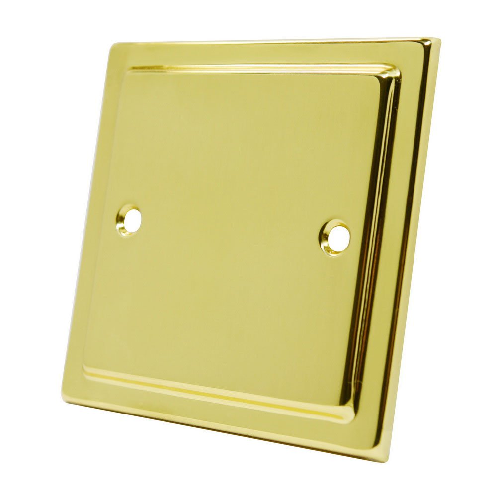 Victorian Polished Brass Single Blank Plate - Electrical Blanking Plate 1-Gang