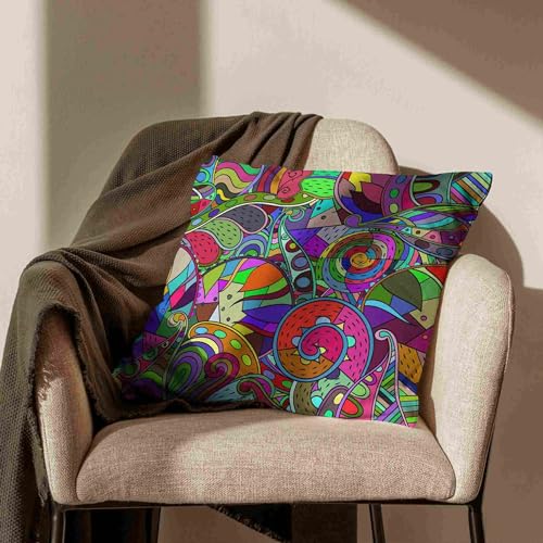 Housse coussin lin 50x50 cm motif géométrique CEVAN x4
