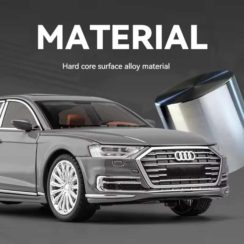 Image of Alokik Enterprise Audi A8 Alloy 1:24 Scale Model Car Alloy Metal Car Die-cast Car Scale Model Pullback Toy car with Sound & Light Music Best Gifts Toys Kids【Colors as Per Stock】