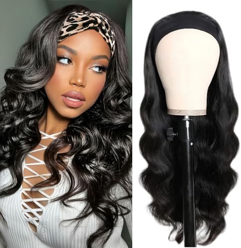 Headband Wig Human Hair Body Wave 20 Inch Glueless None - View #9