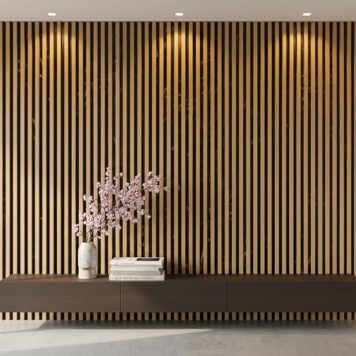 Image of Black & Gold Louver Wooden Wallpaper for Wall 45x300cm Self-Adhesive Waterproof PVC Wall Sticker for Living Room, Bedroom, TV Unit Background, Office, Hall & Home Interior Decoration