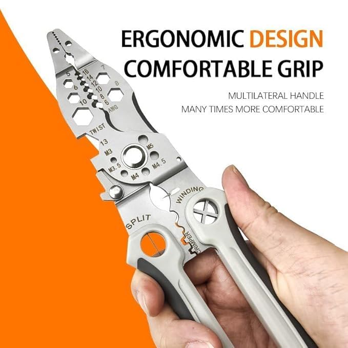 Image of All in 1 Multifunction Stainless Steel Wire Stripper /Wire Crimping Tool, Wire Cutter, Wire Crimper, Cable Stripper, Wiring Tools and Multi-Function Hand Tool (12 IN 1)