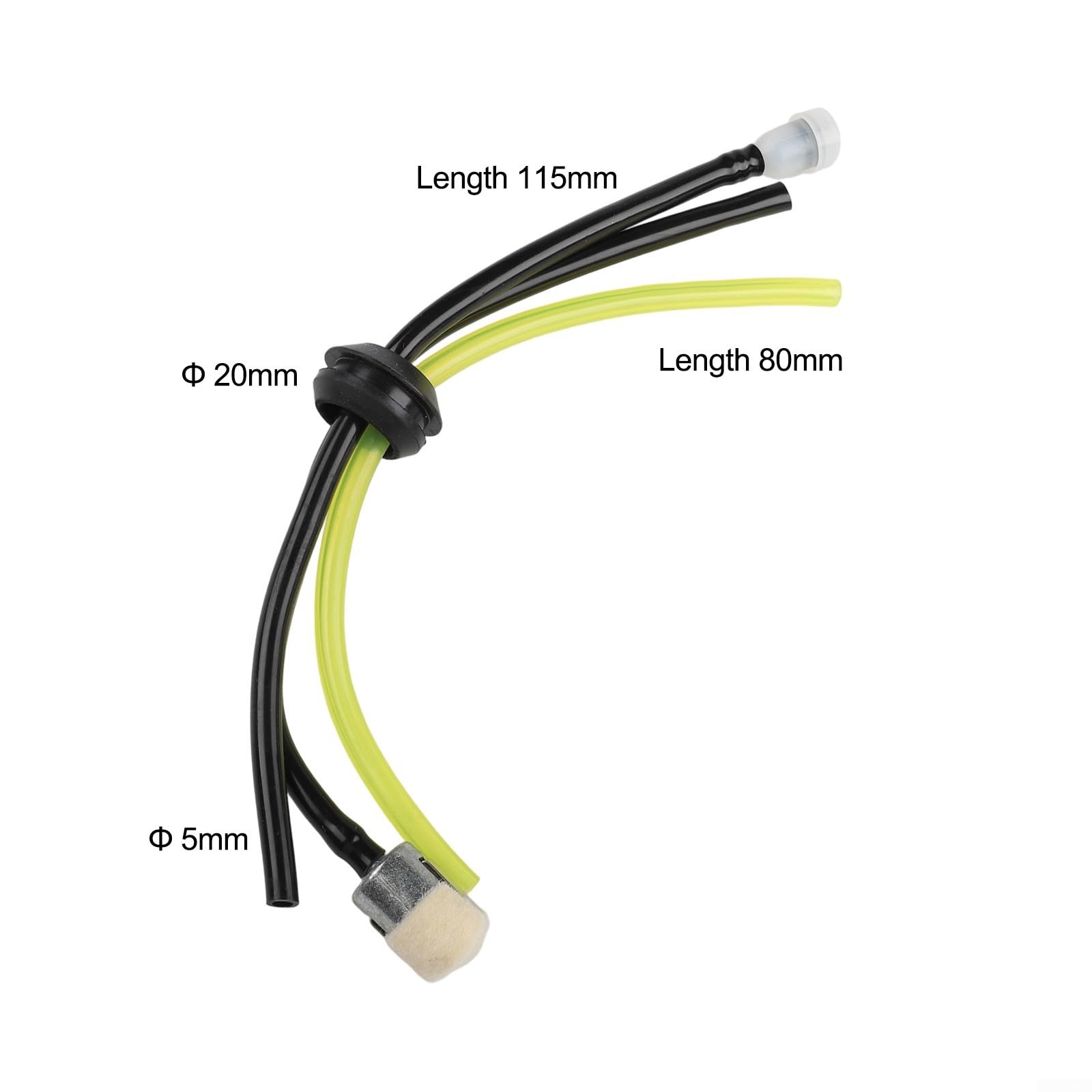 Kit di guarnizioni per serbatoio carburante decespugliatore, 18/20 mm, 3 tubi con filtro per Echo compatibile con benzina, set di collegamento per aspirazione, tubo di sfiato di ritorno del