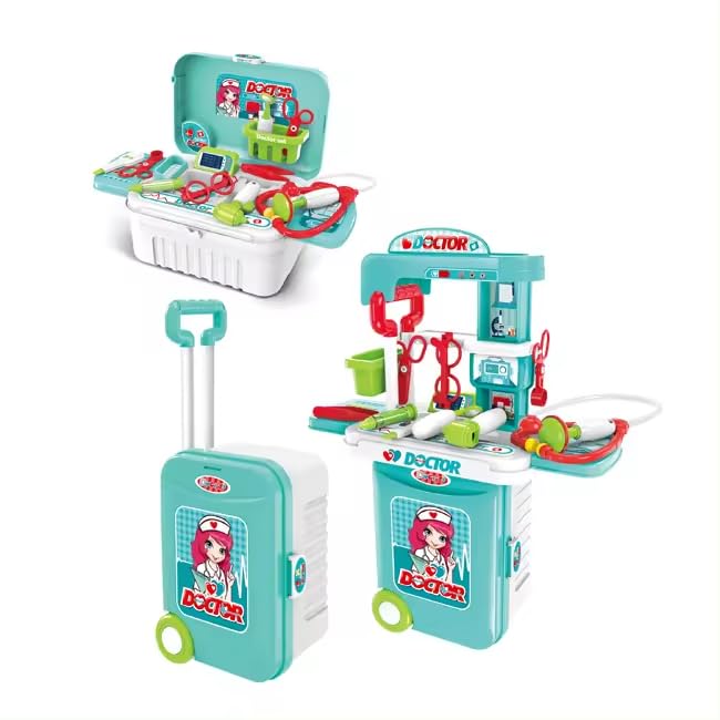 URBAN TOYS 3 in 1 Pretend to Play Toy Doctor Set Case Workbench , Doctor Nurse Medical Box with Suitcase Trolley | Doctor Play Set for Toddler Boys Girls (B0D3822KQQ) Amazon Price History, Amazon Price Tracker