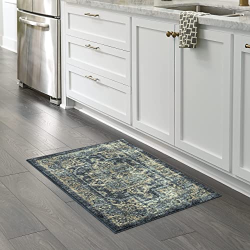 Maples Rugs Ava Traditional Persian Blue Tapestry Rug #TOP23