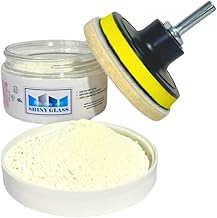 Pro Glass Polishing Kit, Oxido de Cerio, TREO 99.9%, High Grade Cerium Oxide Powder 3.52 oz, Wool Felt Disc + Drill Adapter, Glass Scratch Remover