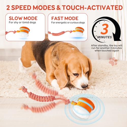 Interactive-Dog-Ball-Random-Path-Electric-Automatic-Moving-and-Rolling-Dog-Toy-with-Rope-for-Small-Medium-Large-Dogs-Motion-Activated-Dog-Stimulation-Toy-for-Boredom-Relief-Orange-Red
