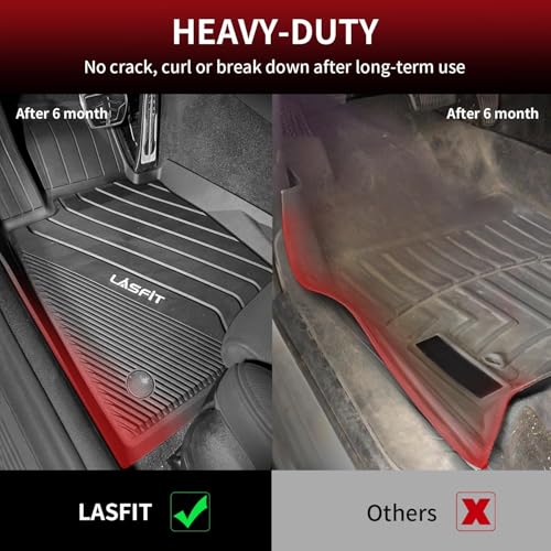 Image of LASFIT Floor Mats & Cargo Mat for BMW 5 Series G30 Gas 2017-2023 | For Models with Spare Tire, Not Fit 530e or GT, All Weather TPE Full Set Floor Liners with Trunk Mat, Black
