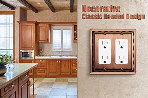 Image of Henne Bery Sunken Pearls Heavdy Duty Decorative Wall Plate Switch Plate Outlet Cover (Double Decorator, Antique Copper)
