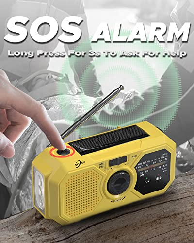 Emergency Weather Radio With Hand Crank Solar Cell Phone Charger, Portable 3500Mah Power Bank Noaa/Am/Fm Radio,Battery Power Weather Alert Radios With Flashlights For Emergencies Radio Survial #TOP5