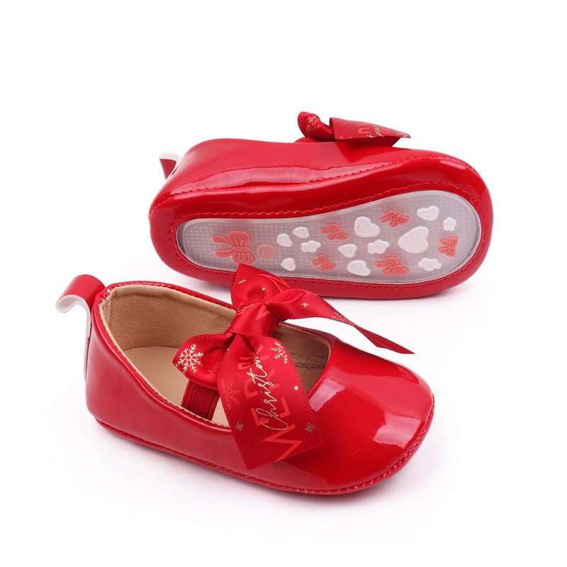 Baby Girls Mary Jane Shoes Anti-Slip Soft Sole Toddler Christams Princess Dress Flats2