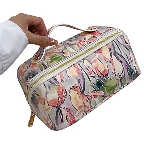 Aelevate Schminktasche,Leicht zu reinigende große Kulturtasche mit Griff | Verschleißfester Reisezubehör-Organizer für Frauen, Mädchen Cover