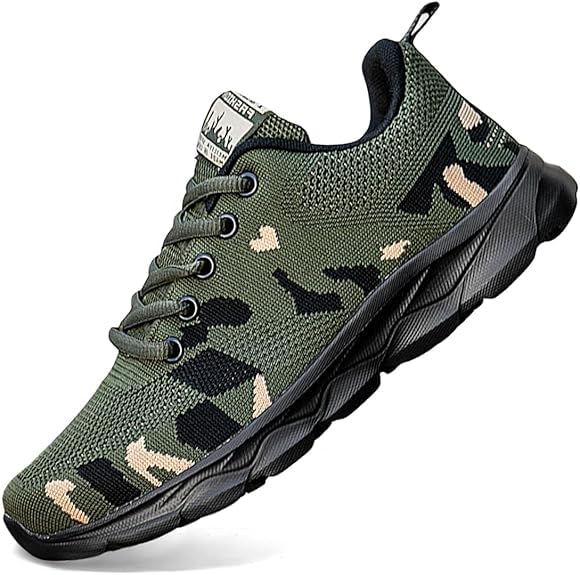 Mens Slip On Sport Running Walking Non Slip Lightweight Sneakers Breathable mesh Shoes Knitted Outdoor Working Casual for Men 8.5 Camou_green-2689