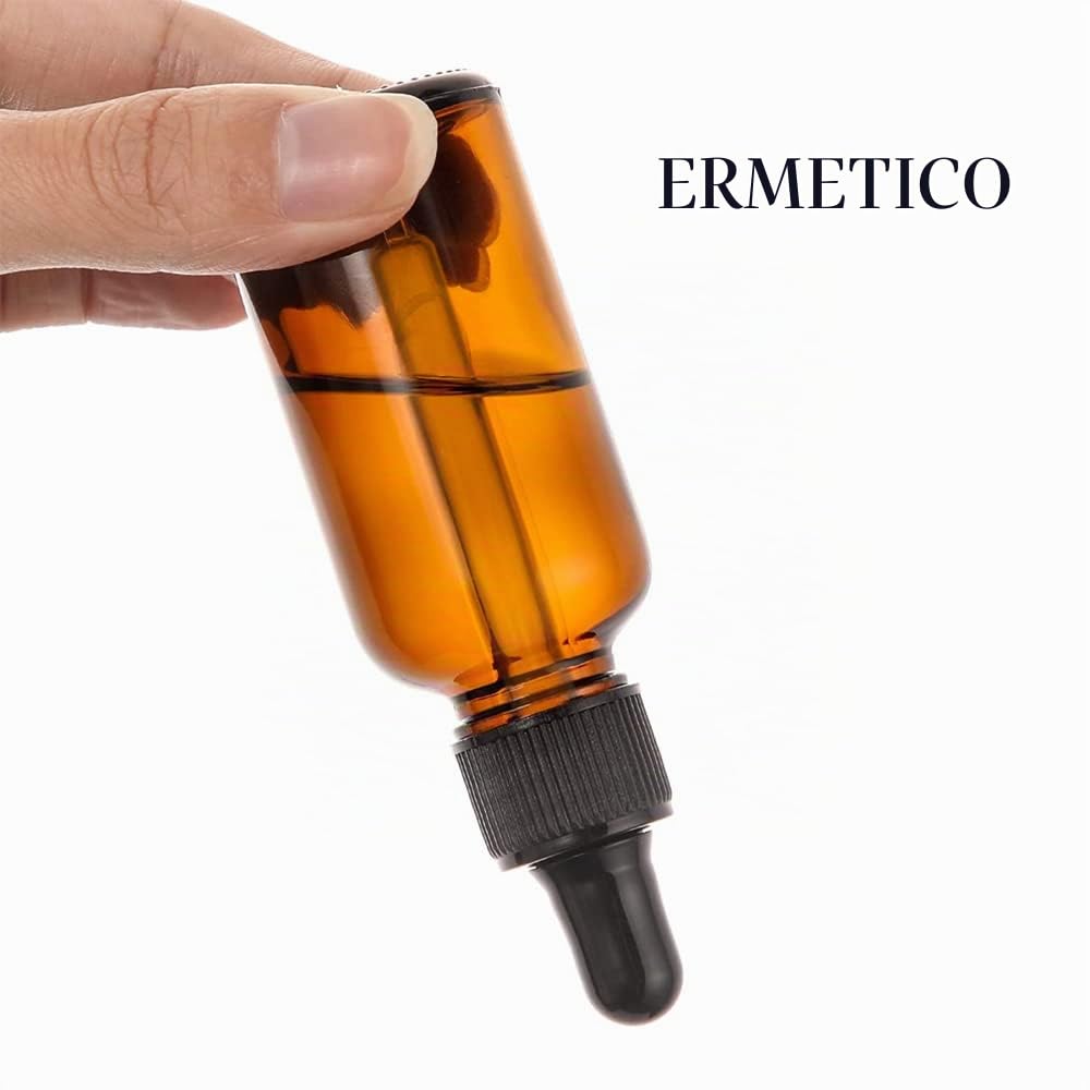 YBCPACK Confezione da 24 flaconi contagocce in vetro ambrato da 1 oz (30 ml) con pipetta di vetro, 24 etichette, 1 penna e 4 imbuti, profumi, aromaterapia e laboratorio chimico