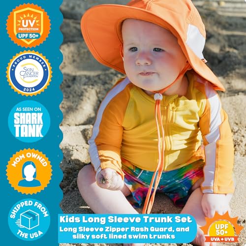 Image of SwimZip Boys' Long Sleeve Rash Guard & Swim Shorts Set - UPF 50+ Sun Protection