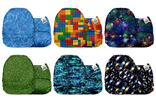 Mama Koala Unisex Baby Reusable Washable Pocket Cloth Diapers with 6 Microfiber Inserts-Pack of 6 (Texture Magic)