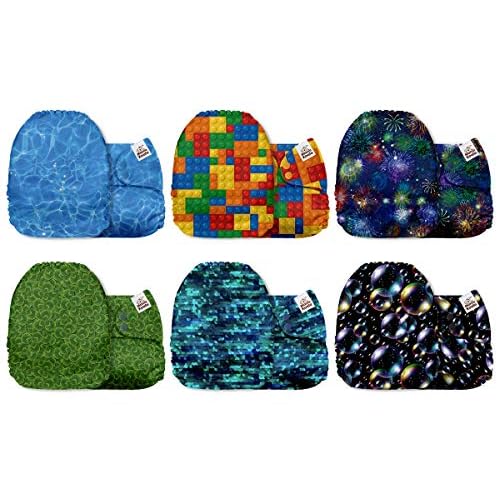 Mama Koala 3.0 Cloth Diapers for Babies with AWJ Lining, 6 Pack with 12 5-Layer Bboo(No Microfiber) Cloth Diaper Inserts - Reusable and Washable Pocket Diapers(12-My Warm Heart)