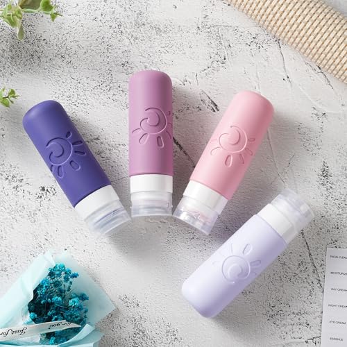 Image of Zafit Travel Bottles for Toiletries, TSA Approved Travel Containers 3oz Leak Proof Travel Tubs Refillable Liquid Travel Accessories for Shampoo Conditioner Lotion Body Wash(Multicolored I)