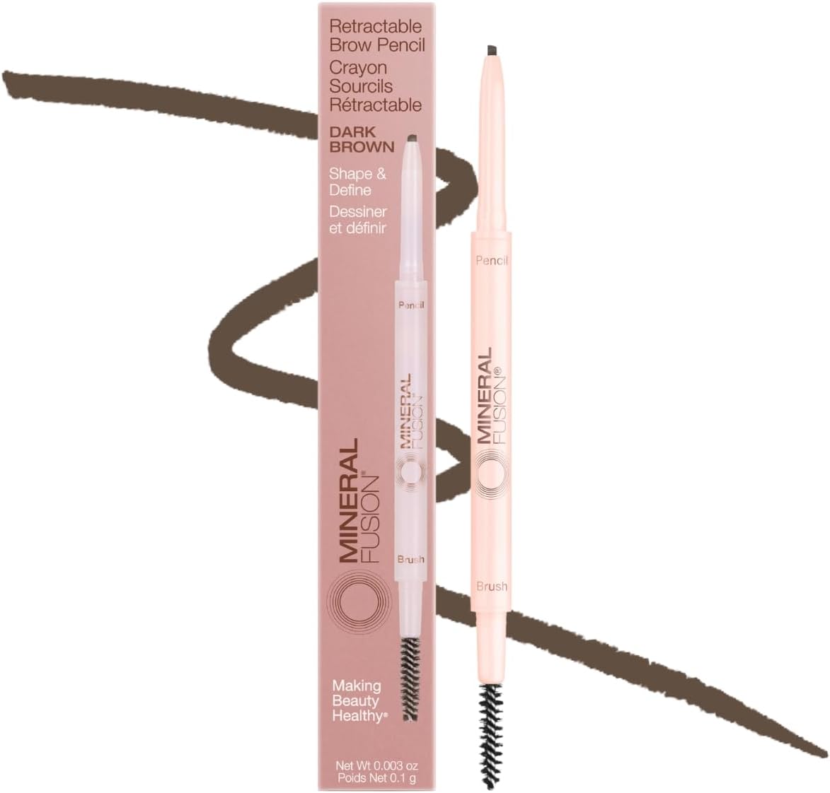 Mineral Fusion Retractable Brow Pencil, Dark Brown.03 Ounce