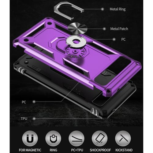 Coque Google Pixel 6A antichoc avec protecteur d'écran violet Yiakeng