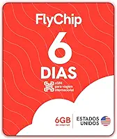 FlyChip eSIM Internacional para Estados Unidos, 1GB por Dia, Cobertura 5G AT&T Verizon T-Mobile, Chip Virtual para Viagem (6 dias – 6 GB)