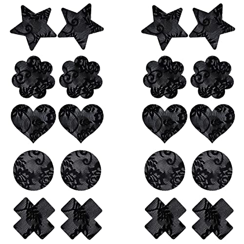 Ikaxon Self Adhesive Nipple Covers -Pasties Breast Petals For Women Lingerie Grade Adhesive Waterproof (Black, 10) #TOP30