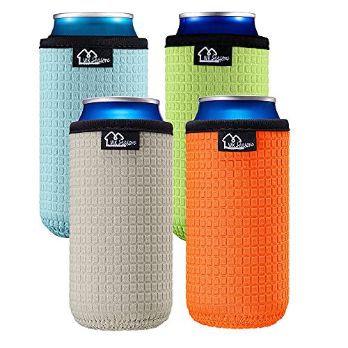WK IEASON 12 oz Slim Can Sleeves Insulators Holder 12 oz Beer Bottle Sleeves Non-Slip Neoprene Can...