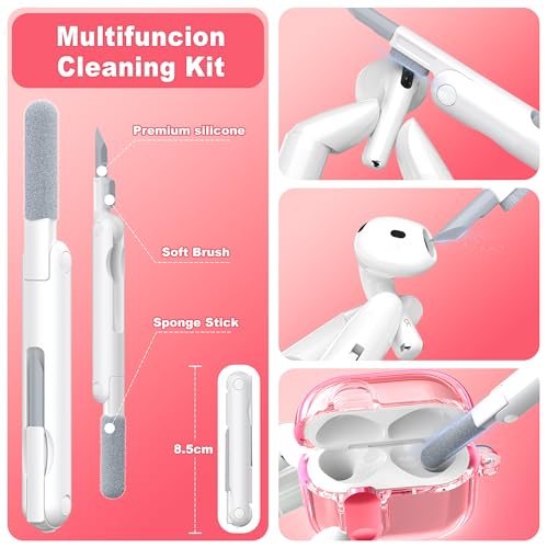 Image of for AirPods 4th Generation Case 2024 with Bright Plated Bezel and Switches, Military-Grade Shockproof Transparent Anti-Yellowing for AirPods 4 Cover, Peach Pink