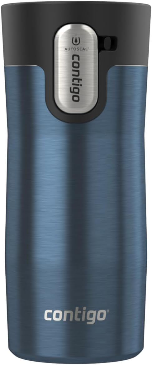 Contigo AUTOSEAL West Loop Vacuum-Insulated Stainless Steel Travel Mug with Easy-Clean Lid, 12 oz, Blueberry