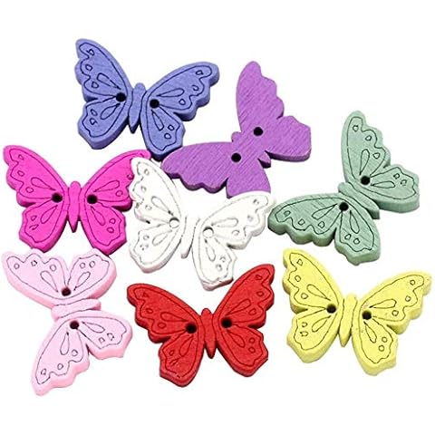 Pack of 20 Mixed Colour Butterfly Buttons Cover