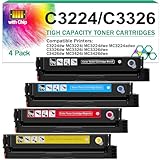 for Lexmark MC3224 Toner Cartridge (with Chip),1.5K Pages High Cartridge C3210K0 C3210C0 C3210M0 C3210Y0 Compatible C3224 MC3224 C3326 MC3326 C3426 Printers,Replaceable C320010 Ink Cartridge (4 Pack)