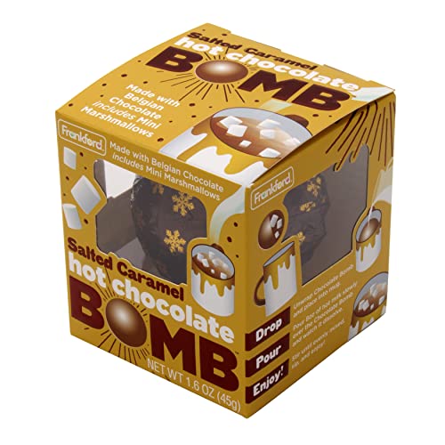 Frankford Salted Caramel Hot Chocolate Bomb, Individually Wrapped, Melting Milk Chocolate Ball With Mini Marshmallows Inside, Net Weight 1.6 Oz, Easter Basket Stuffers For Kids Girls Boys Teens Adults #TOP1
