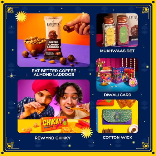 Image of Phool 17 Item Swarna Ramayana Frame Diwali Gift Box | Premium Festive Gift Hamper with Silver Lakshmi Charan Ceramic Diyas, Candle Lanterns, Sweets, & Diwali Essentials Hamper for corporate and festive gifting