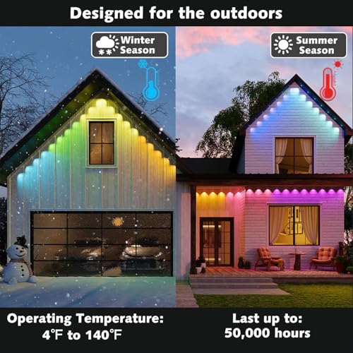 Outdoor RGB Eaves Lights with App Control - IP67 Waterproof Under Eave Lighting for Outdoor Decor and Parties